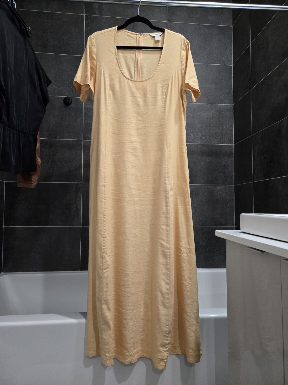 Scoop Neck Long Dress Linen & Viscose Blend Dress